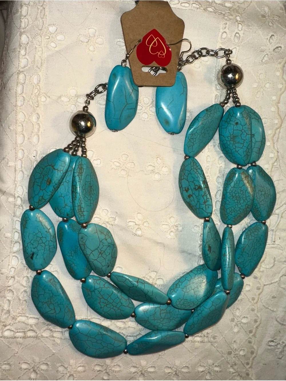 paparazzi Zi Turquoise Blue Multi-Strand Beaded Necklace with Drop Earrings